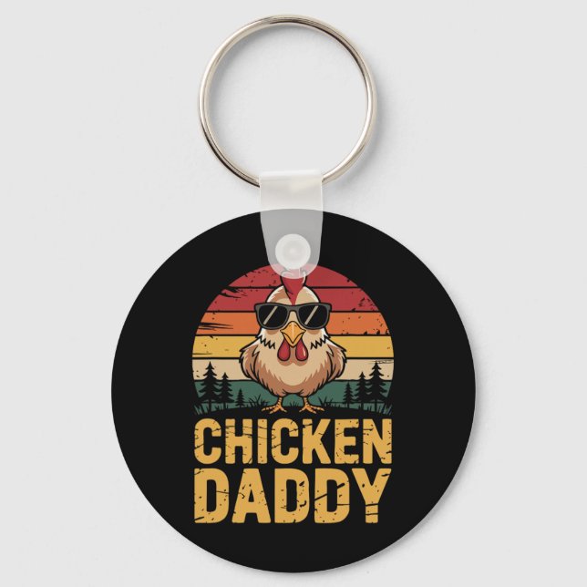 Chicken Daddy Funny Poultry Farming Father Who Rai Key Ring (Front)