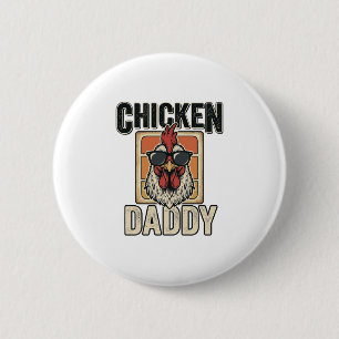 Chicken Daddy Funny Rooster Vintage Vector Shirt_1 6 Cm Round Badge