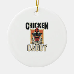 Chicken Daddy Funny Rooster Vintage Vector Shirt_1 Ceramic Tree Decoration