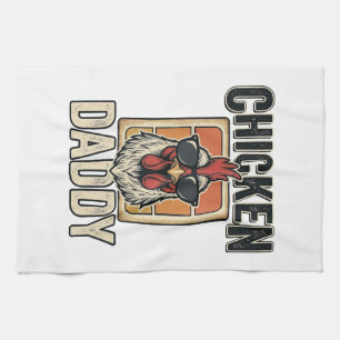 Chicken Daddy Funny Rooster Vintage Vector Shirt_1 Tea Towel
