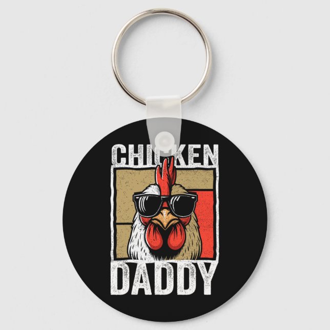 Chicken Daddy Rooster Farmer Funny Fathers Day For Key Ring (Front)