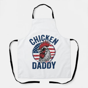 Chicken Daddy Rooster Vintage Patriotic Shirt Desi Apron