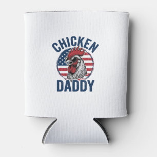 Chicken Daddy Rooster Vintage Patriotic Shirt Desi Can Cooler