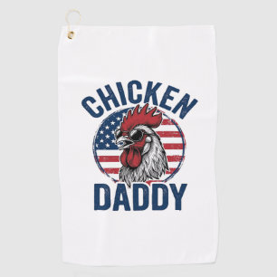 Chicken Daddy Rooster Vintage Patriotic Shirt Desi Golf Towel