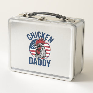 Chicken Daddy Rooster Vintage Patriotic Shirt Desi Metal Lunch Box
