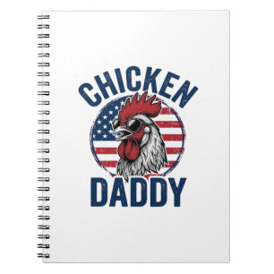 Chicken Daddy Rooster Vintage Patriotic Shirt Desi Notebook
