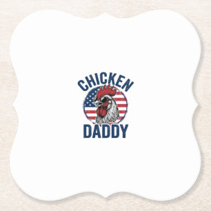 Chicken Daddy Rooster Vintage Patriotic Shirt Desi Paper Coaster