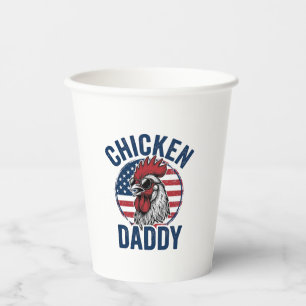 Chicken Daddy Rooster Vintage Patriotic Shirt Desi Paper Cups