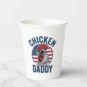 Chicken Daddy Rooster Vintage Patriotic Shirt Desi Paper Cups