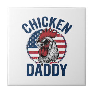 Chicken Daddy Rooster Vintage Patriotic Shirt Desi Tile