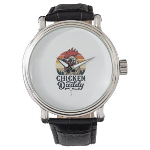 Chicken Daddy Rooster Vintage Sunset Vector Design Watch