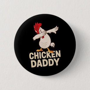 Chicken Daddy Vintage Poultry Farmer Funny Fathers 6 Cm Round Badge