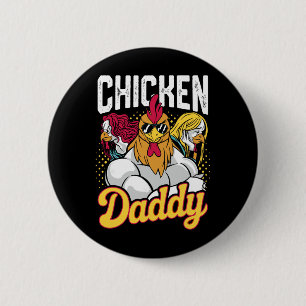Chicken Daddy Vintage Poultry Farmer Funny Fathers 6 Cm Round Badge