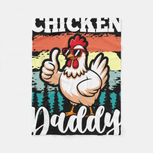 Chicken Daddy Vintage Poultry Farmer Funny Fathers Fleece Blanket