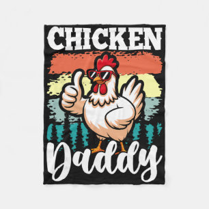 Chicken Daddy Vintage Poultry Farmer Funny Fathers Fleece Blanket