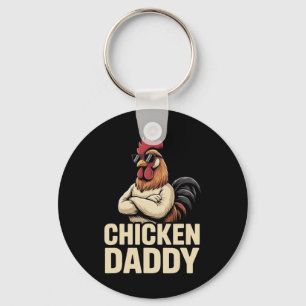Chicken Daddy Vintage Poultry Farmer Funny Fathers Key Ring