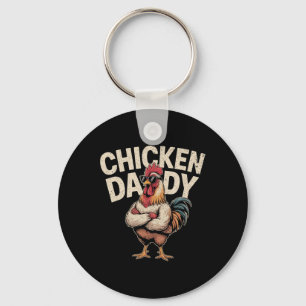 Chicken Daddy Vintage Poultry Farmer Funny Fathers Key Ring