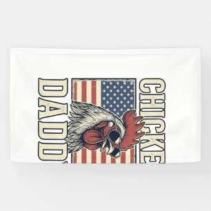Chicken Daddy Vintage Rooster Patriotic Banner