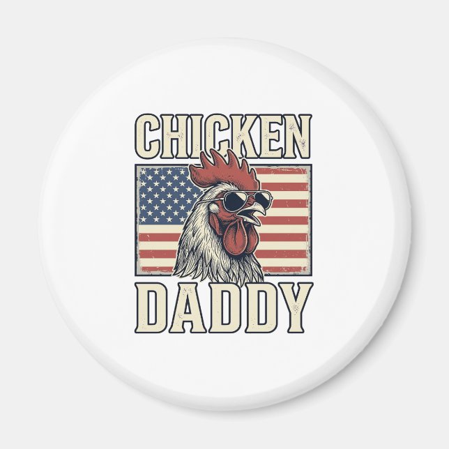 Chicken Daddy Vintage Rooster Patriotic Magnet (Front)