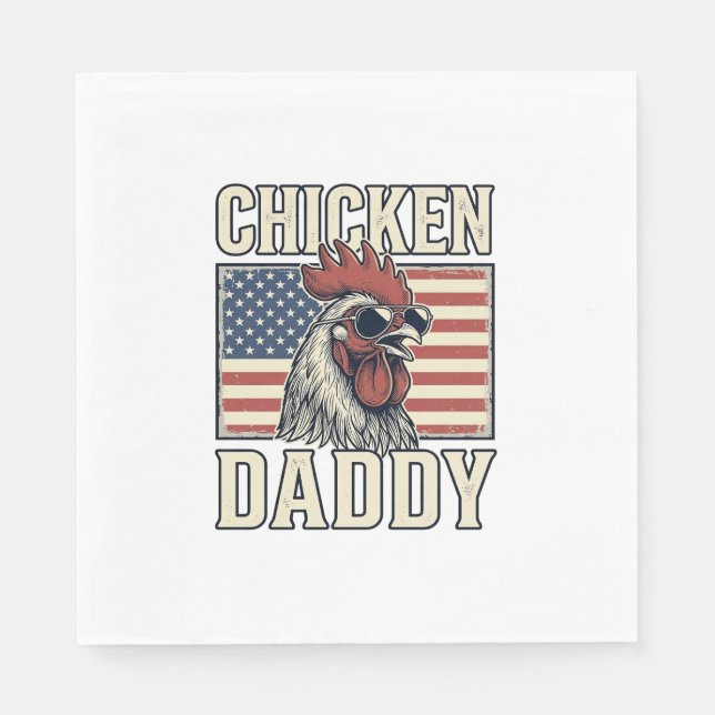 Chicken Daddy Vintage Rooster Patriotic Napkin (Front)