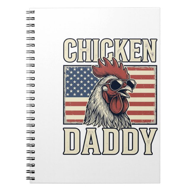 Chicken Daddy Vintage Rooster Patriotic Notebook (Front)
