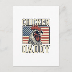 Chicken Daddy Vintage Rooster Patriotic Postcard