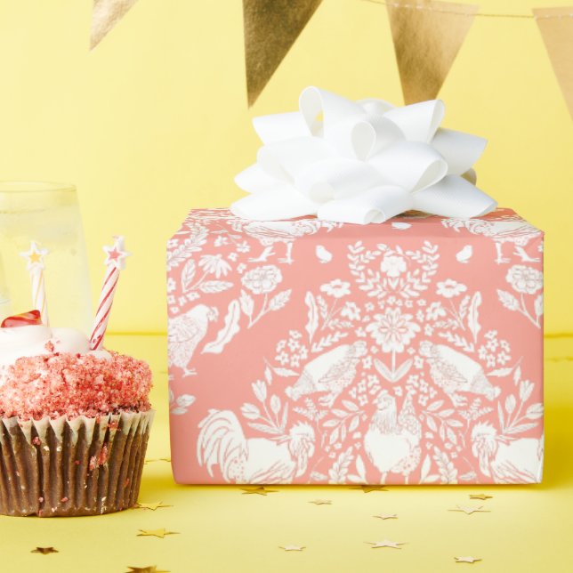 Chicken Damask Wrapping Paper (Birthday Party)
