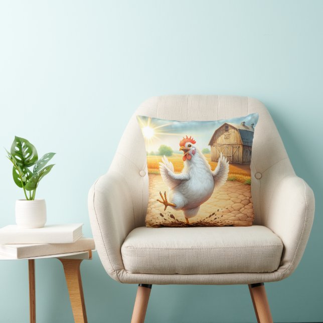 Chicken Dancing In Barnyard Cushion (Chair)