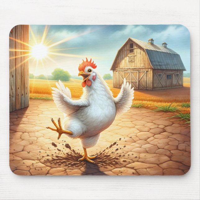 Chicken Dancing In Barnyard Mouse Pad (Front)