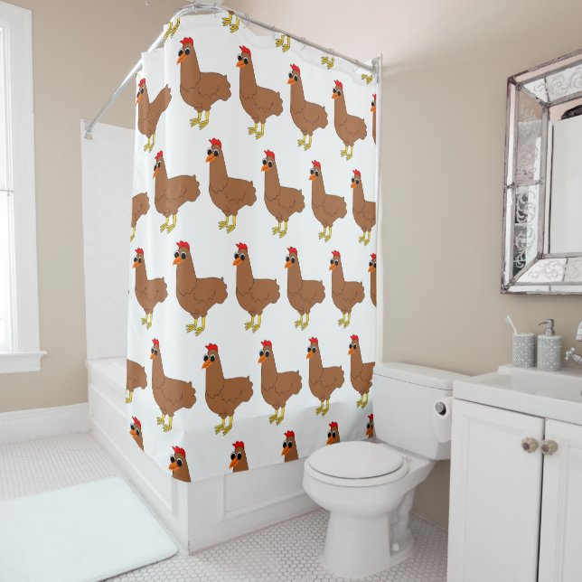 Chicken Design Shower Curtain (In Situ)