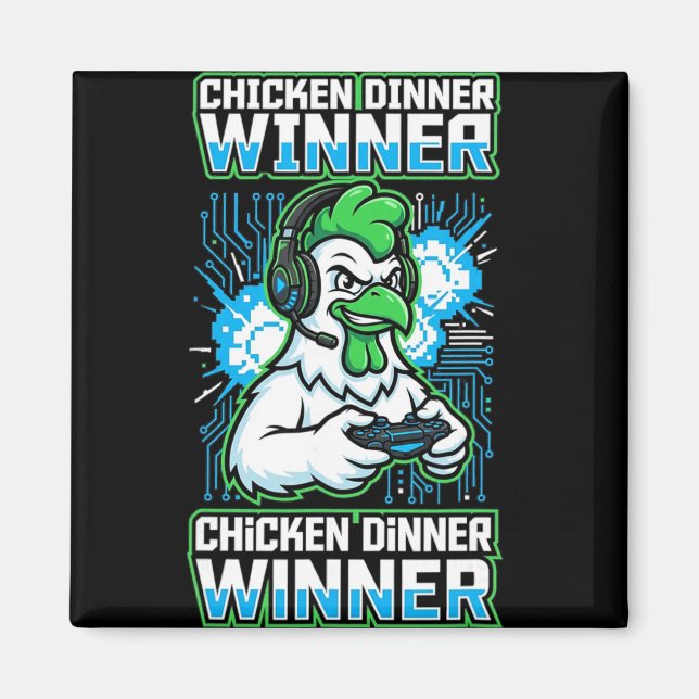 Chicken Dinner Winner Funny Gamer Rooster Present  Magnet (Front)