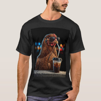Chicken Drinking Iced Coffee Funny Chicken Lover  T-Shirt