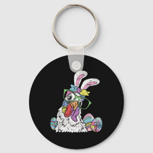 Chicken Egg Hunting Easter Bunny Ears Farm Animal  Key Ring