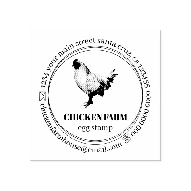 Chicken Egg Rustic Farmhouse Rubber Stamp (Imprint)