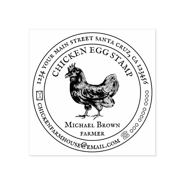 Chicken Egg Simple Farm Fresh Rubber Stamp (Imprint)