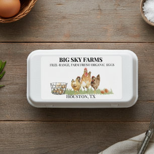 Chicken Eggs Farm Watercolor Fresh Carton