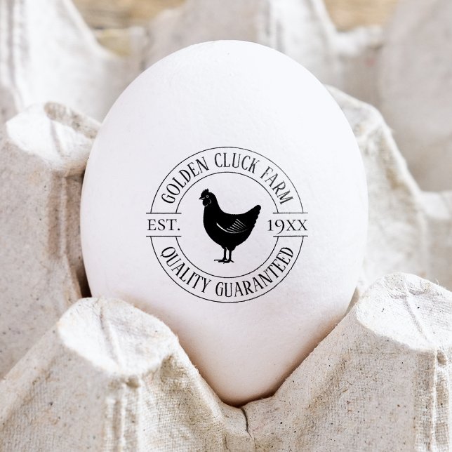Chicken Eggs Minimalist Small Business Black White Rubber Stamp (Creator Uploaded)