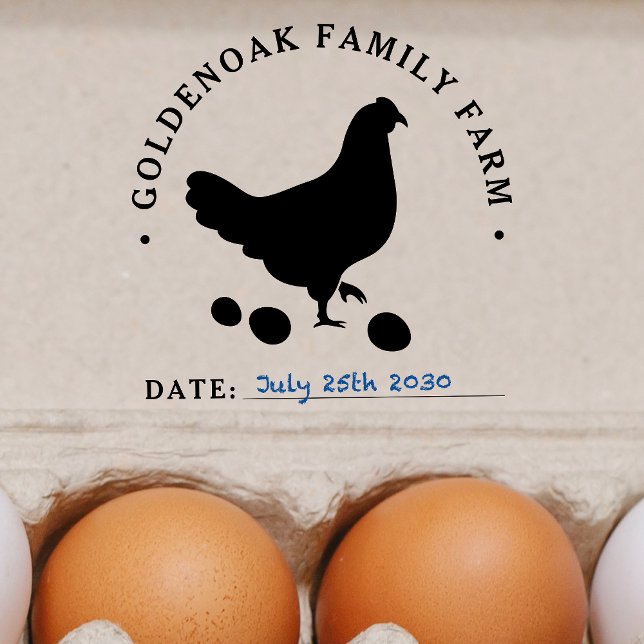Chicken Eggs Personalised Egg Farm Fresh Date  Rubber Stamp (Creator Uploaded)