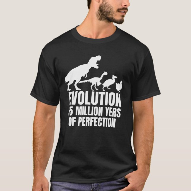 Chicken Evolution Farmer Dinosaur T-Rex Hen T-Shirt (Front)