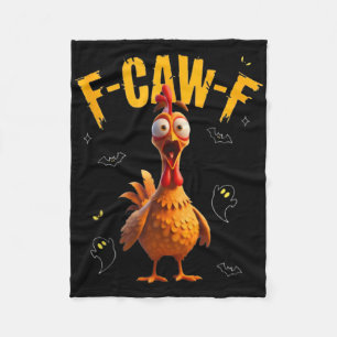 Chicken F-caw-f Glow Eyes Halloween  Fleece Blanket