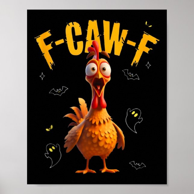 Chicken F-caw-f Glow Eyes Halloween  Poster (Front)