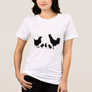 Chicken familly silhouettes Tri-Blend shirt