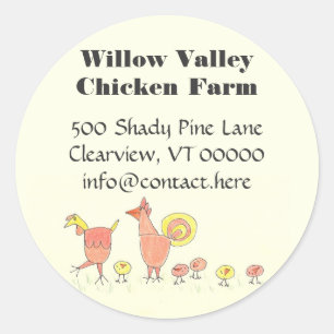 Chicken Family Farming Artwork Design Classic Round Sticker