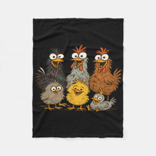 Chicken Family Hen Rooster Chicks Farm Fleece Blanket
