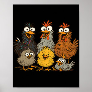 Chicken Family Hen Rooster Chicks Farm Poster