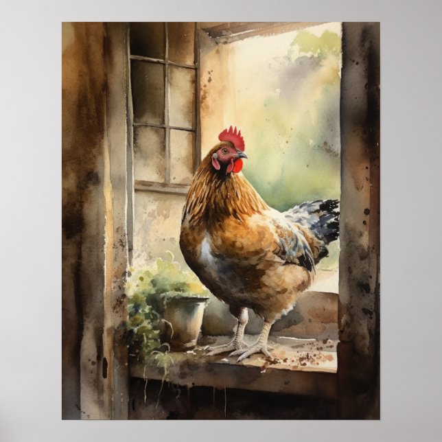 Chicken Farm Animal Art Print Poster (Front)