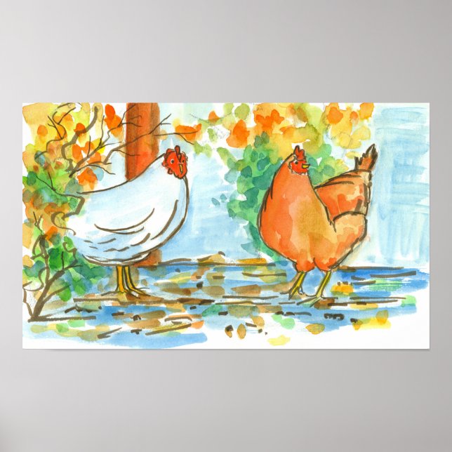 Chicken Farm Animals Friends Hens Birds  Poster (Front)