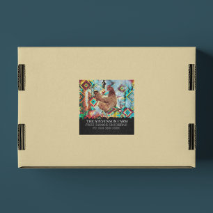 Chicken Farm Broiler Meat Birds Free Range Square  Square Sticker