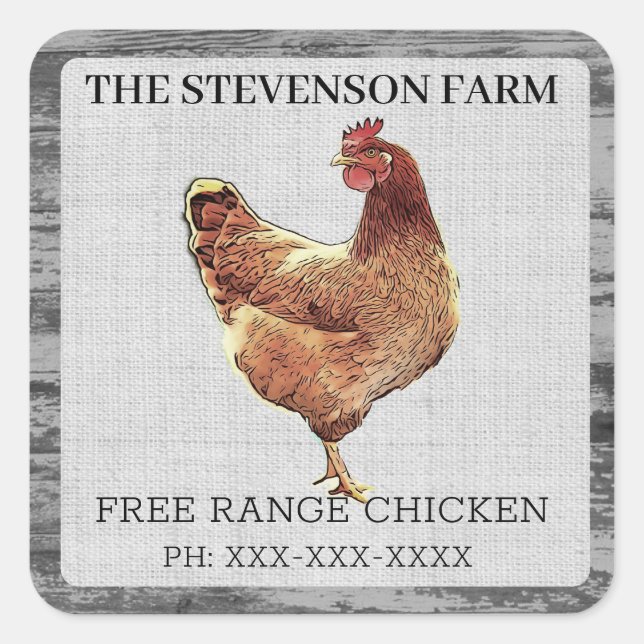 Chicken Farm Broiler Meat Birds Free Range Square Sticker (Front)