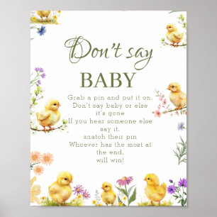 Chicken farm Don't Say Baby Baby Shower Game sign